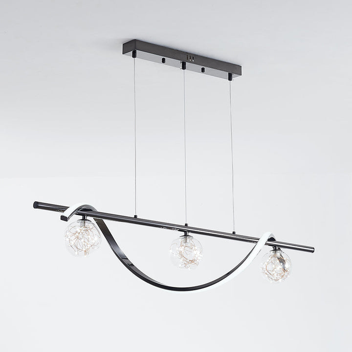 Arisha Suspension Linéaire Moderne, Métal/Verre, Noir/Or, Bar/Restaurant - Neutralighting