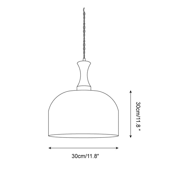 Lacey Suspension Lampe en Verre avec Dôme Ambre et Col en Bois - Neutralighting