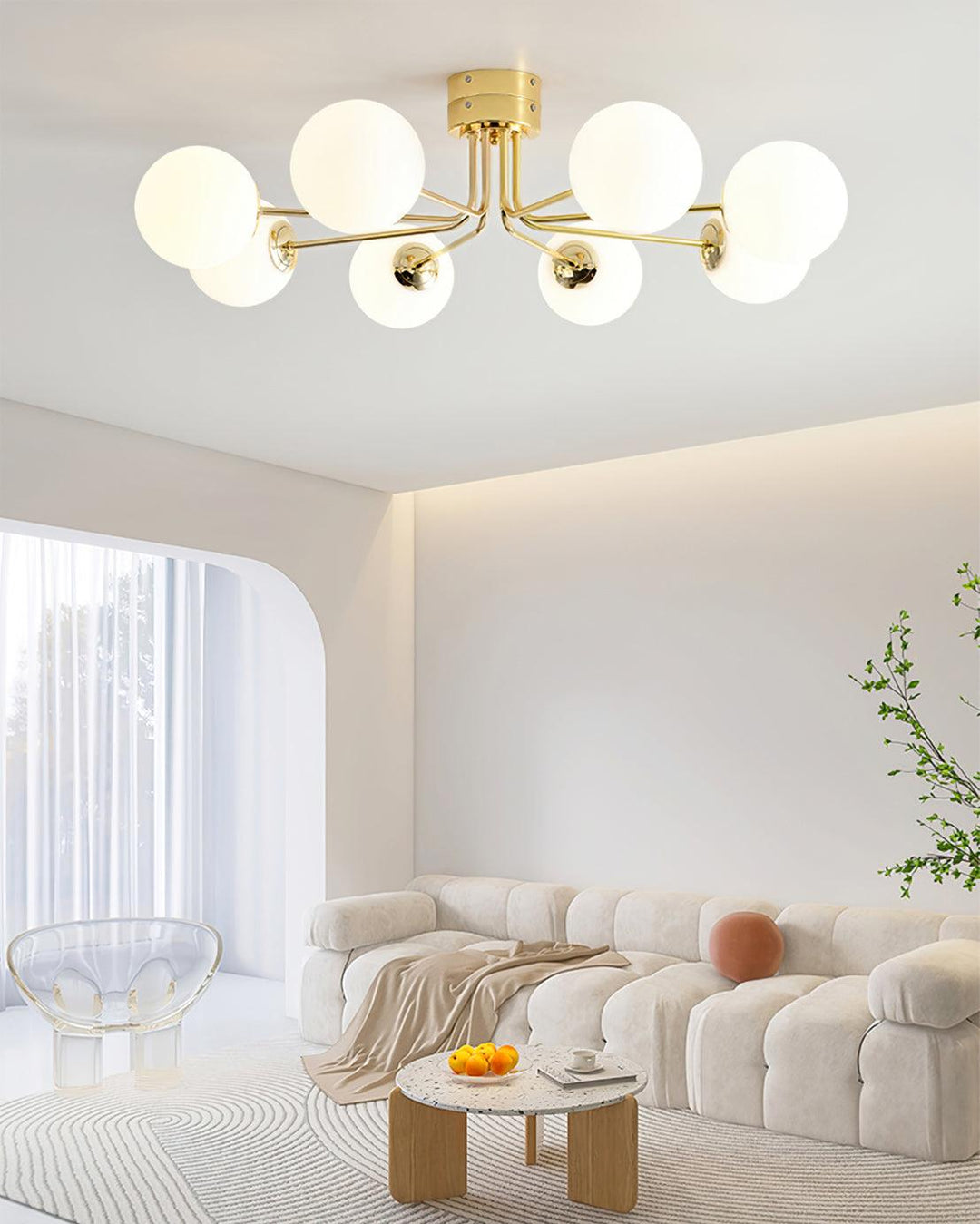 Lustra Plafonnier Globe Blanc Doré - Neutralighting