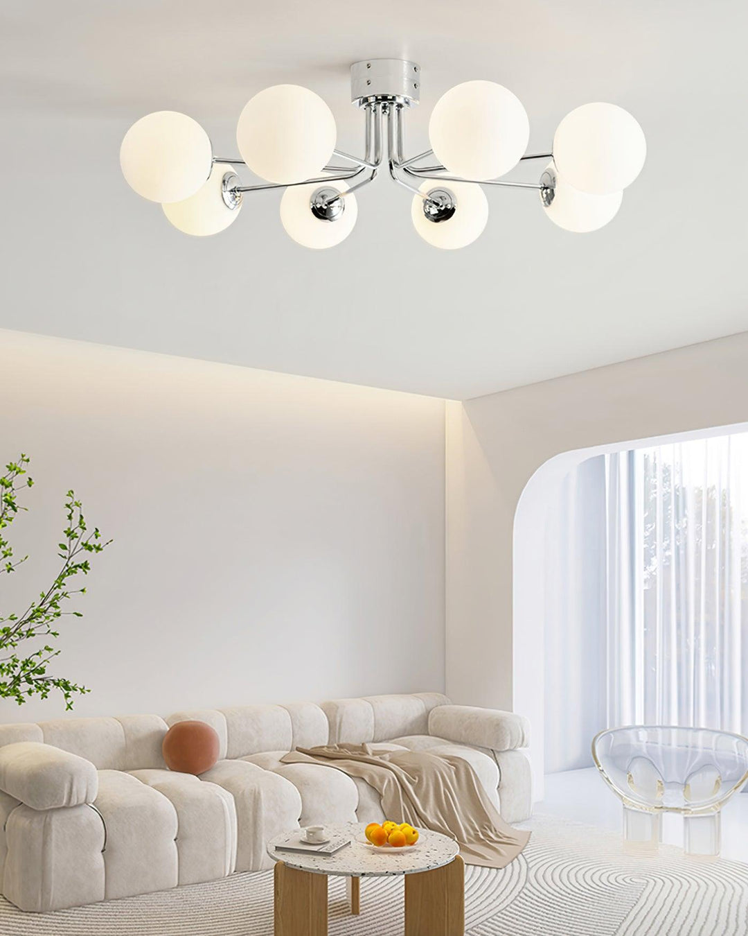 Lustra Plafonnier Globe Blanc Doré - Neutralighting