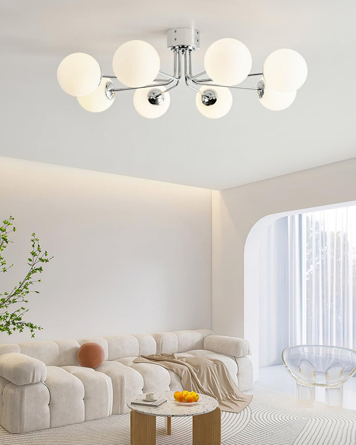 Lustra Plafonnier Globe Blanc Doré - Neutralighting