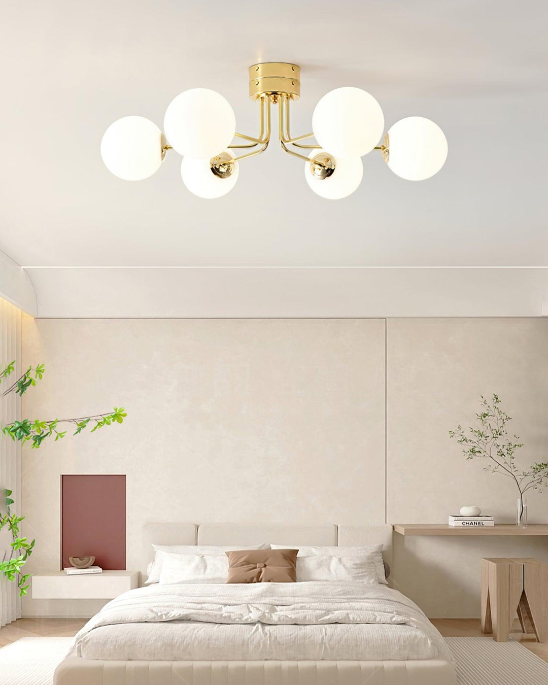 Lustra Plafonnier Globe Blanc Doré - Neutralighting
