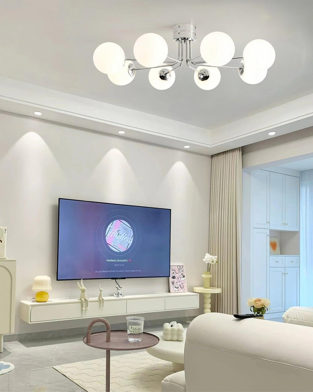 Lustra Plafonnier Globe Blanc Doré - Neutralighting