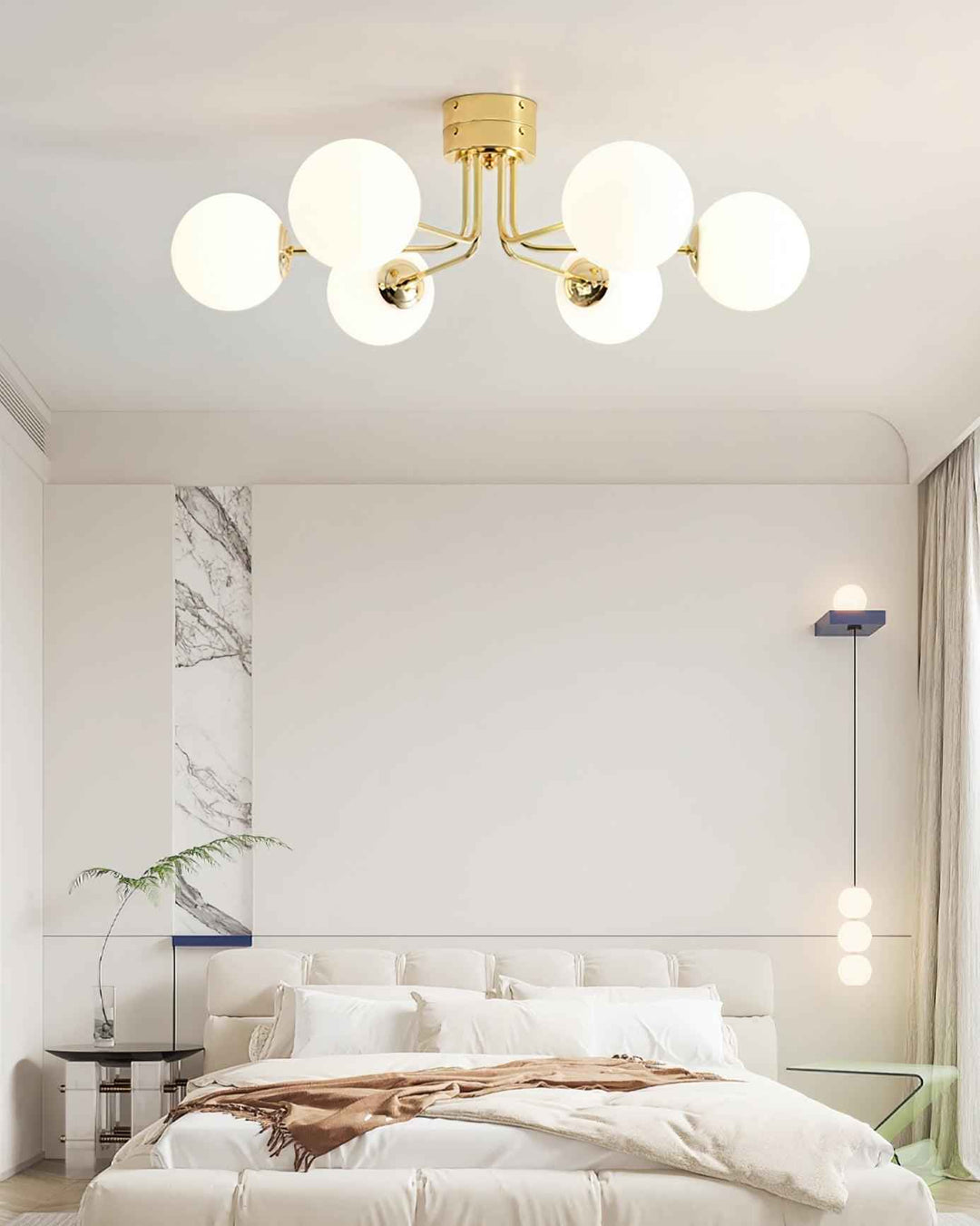 Lustra Verre 76cm Blanc LED