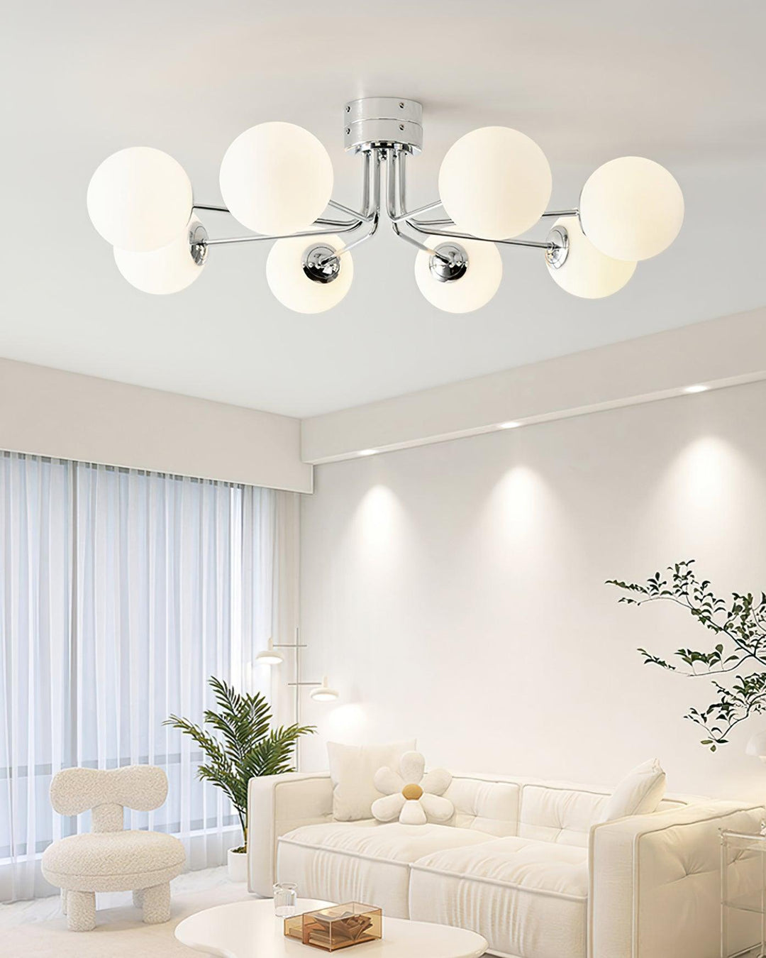 Lustra Plafonnier Globe Blanc Doré - Neutralighting