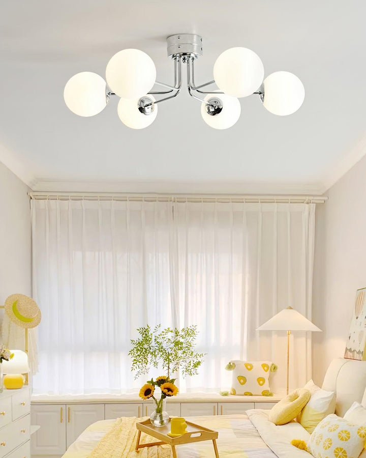 Lustra Plafonnier Globe Blanc Doré - Neutralighting