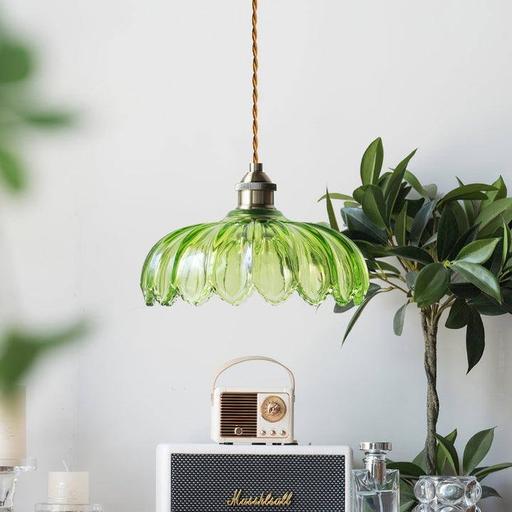 Limea Lampe Pendante Fleur Verre Vert - Neutralighting