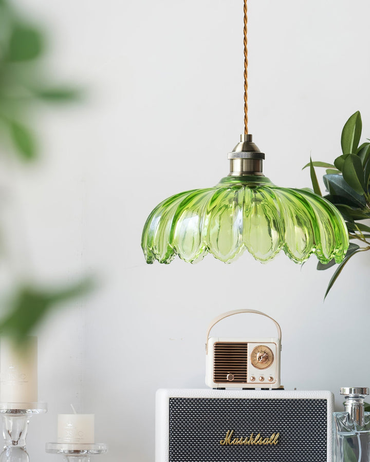 Limea Lampe Pendante Fleur Verre Vert - Neutralighting