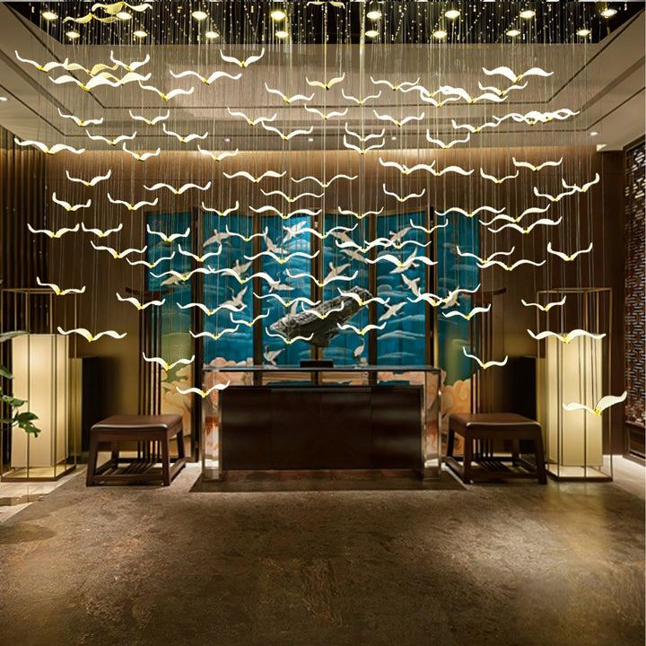 Acariel Chandelier de Luxe Grand en Verre Mouette - Neutralighting