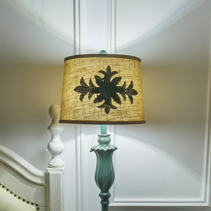 Tiffany Lampadaire Cylindre Vintage, Métal/Résine, Vert, Salon - Neutralighting