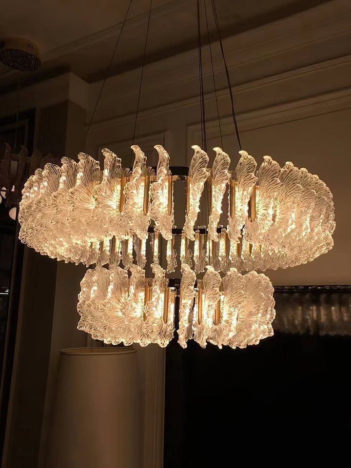 Chandelier en Verre et Acrylique de Luxe Ulcarir Feuille - Neutralighting
