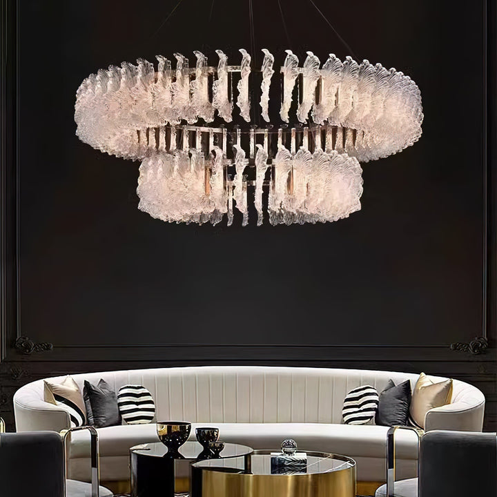 Chandelier en Verre et Acrylique de Luxe Ulcarir Feuille - Neutralighting