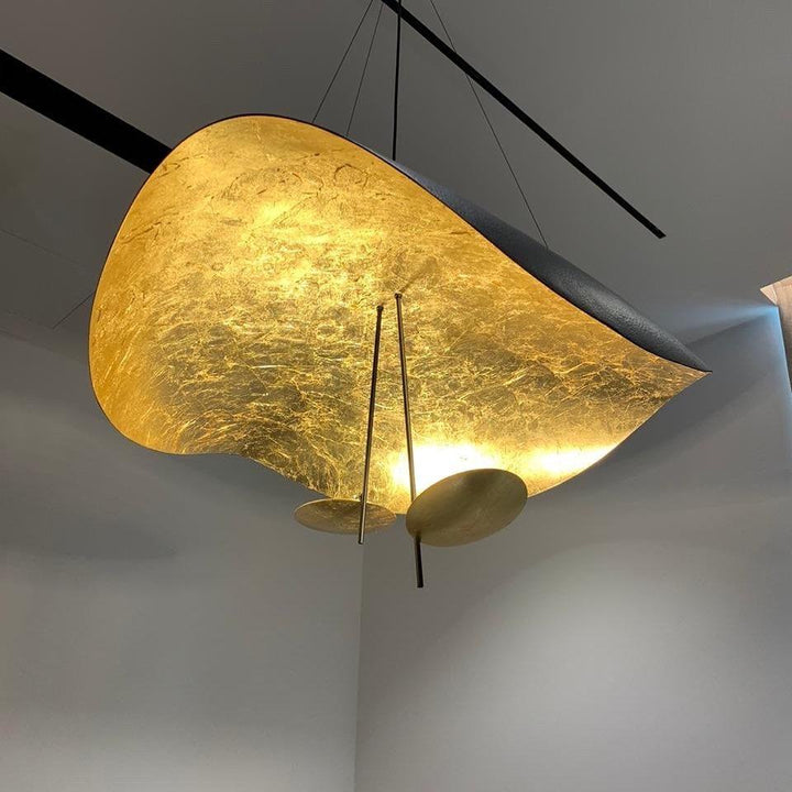 Lustra Suspension Lampe Abat-jour Courbé Noir et Or - Neutralighting