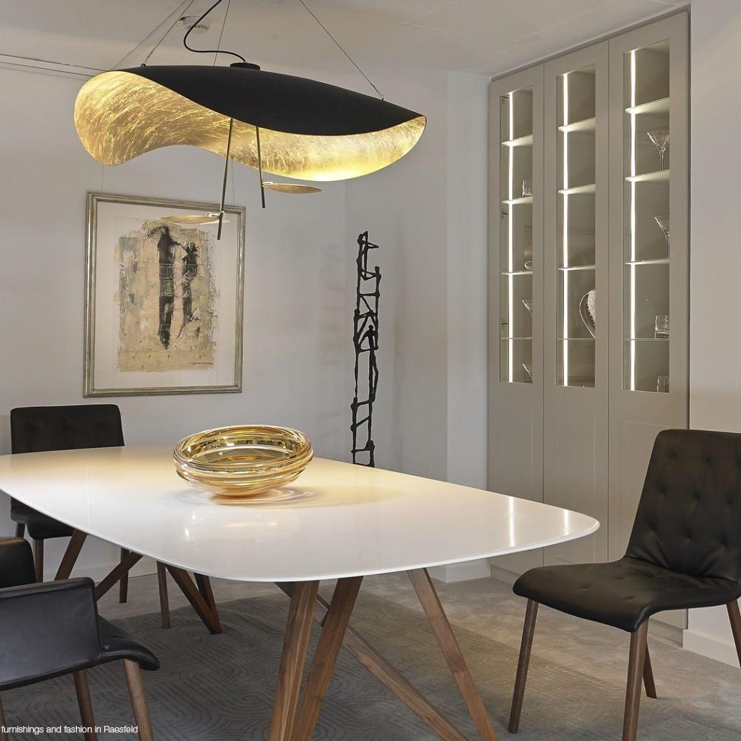 Lustra Suspension Lampe Abat-jour Courbé Noir et Or - Neutralighting