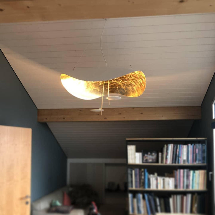 Lustra Suspension Lampe Abat-jour Courbé Noir et Or - Neutralighting
