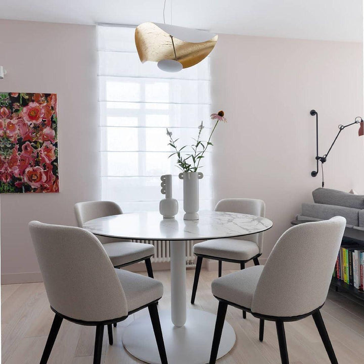 Lustra Suspension Lampe Abat-jour Courbé Noir et Or - Neutralighting