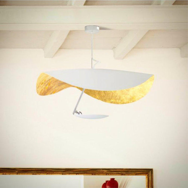 Lustra Suspension Lampe Abat-jour Courbé Noir et Or - Neutralighting