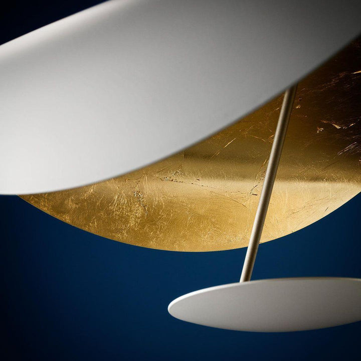 Lustra Suspension Lampe Abat-jour Courbé Noir et Or - Neutralighting