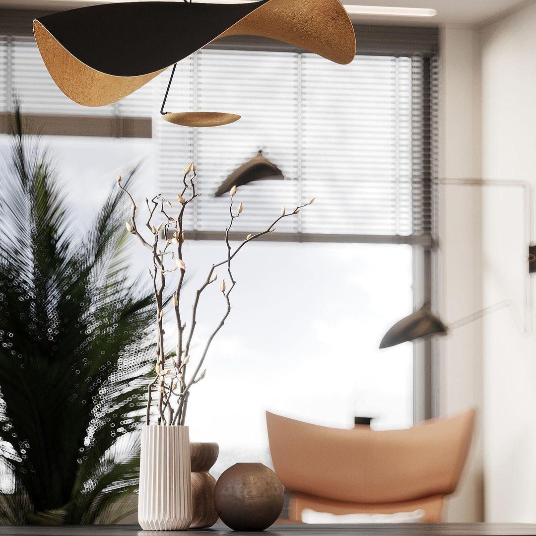 Lustra Suspension Lampe Abat-jour Courbé Noir et Or - Neutralighting