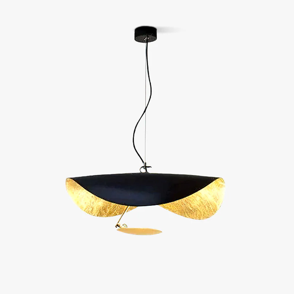 Lustra Suspension Lampe Abat-jour Courbé Noir et Or - Neutralighting