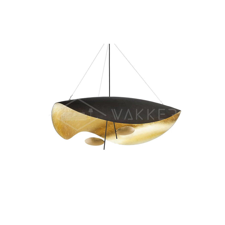 Lustra Suspension Lampe Abat-jour Courbé Noir et Or - Neutralighting