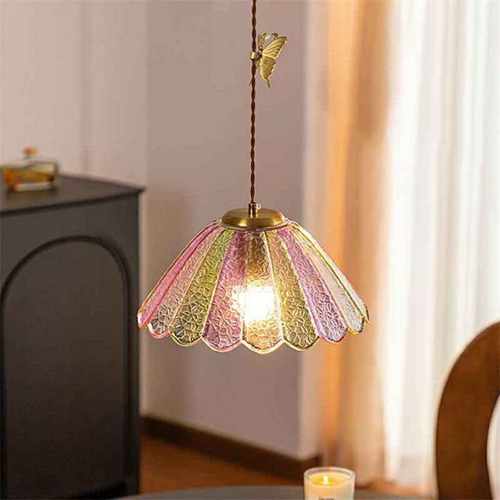 Leira Jupe Suspension Coquillage Teinté Verre Vintage - Neutralighting