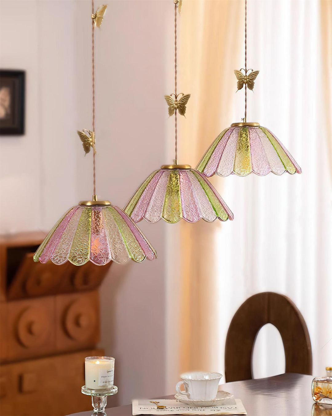 Leira Jupe Suspension Coquillage Teinté Verre Vintage - Neutralighting