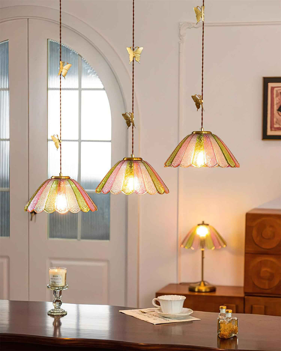 Leira Jupe Suspension Coquillage Teinté Verre Vintage - Neutralighting