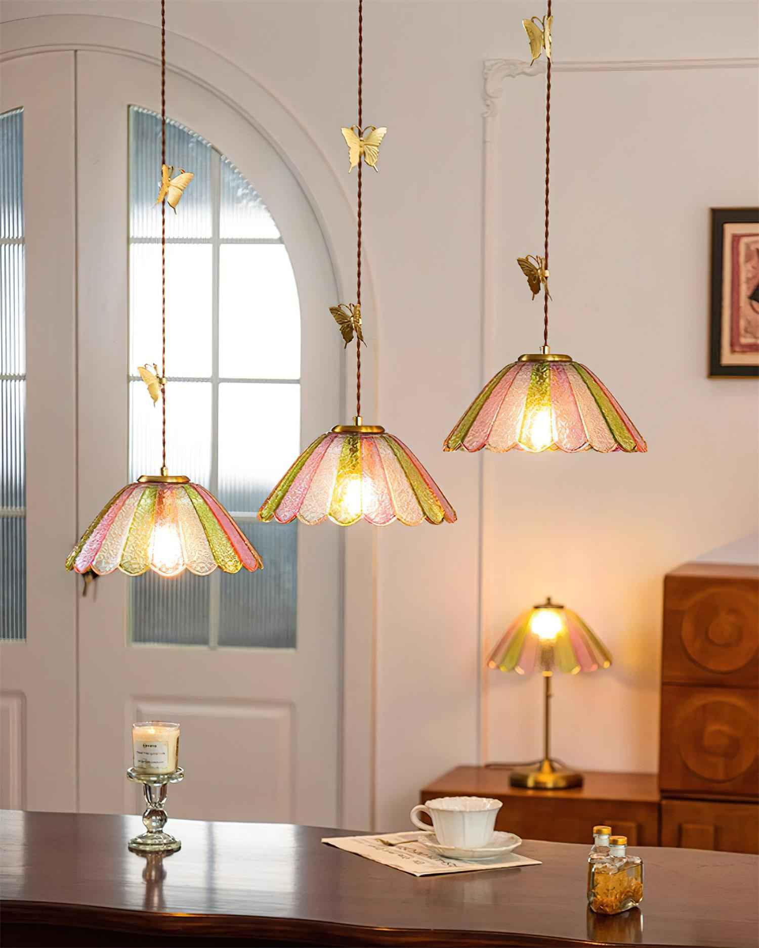 Leira Jupe Suspension Coquillage Teinté Verre Vintage - Neutralighting