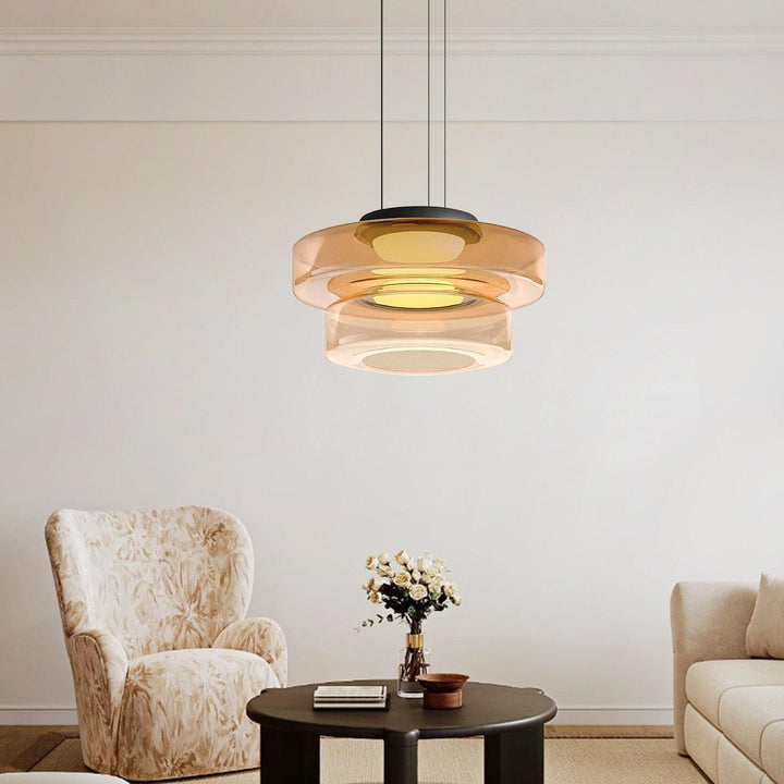 Lustra Suspension en Verre à Cercles Multi-Niveaux - Neutralighting