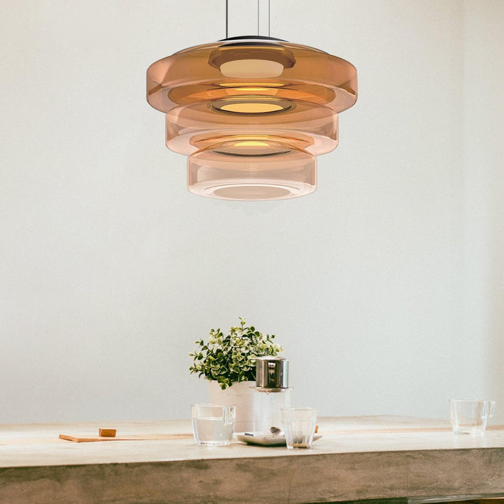 Lustra Suspension en Verre à Cercles Multi-Niveaux - Neutralighting