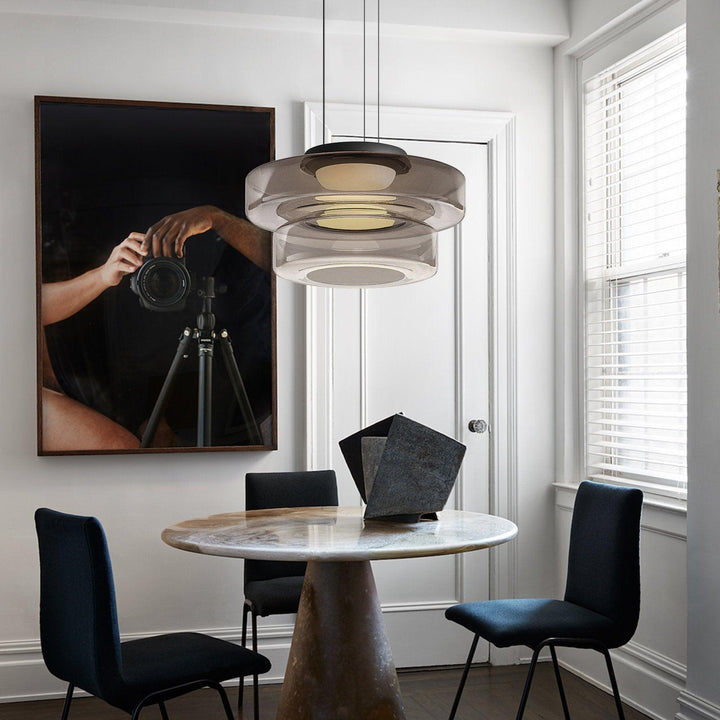Lustra Suspension en Verre à Cercles Multi-Niveaux - Neutralighting