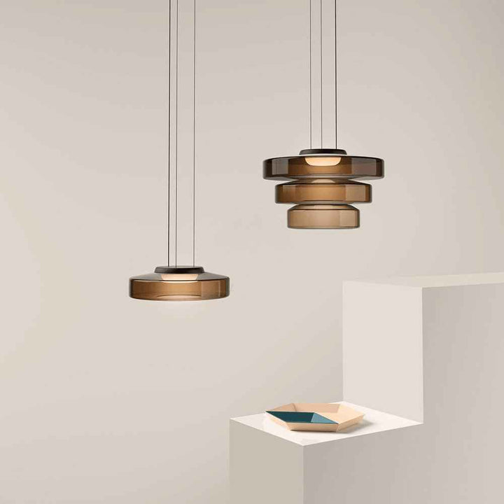 Lustra Suspension en Verre à Cercles Multi-Niveaux - Neutralighting