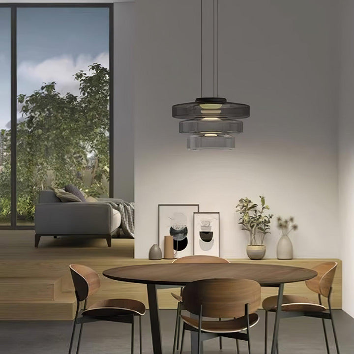 Lustra Suspension en Verre à Cercles Multi-Niveaux - Neutralighting