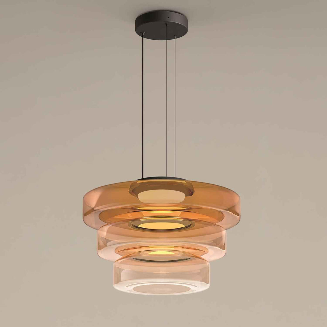 Lustra Suspension en Verre à Cercles Multi-Niveaux - Neutralighting