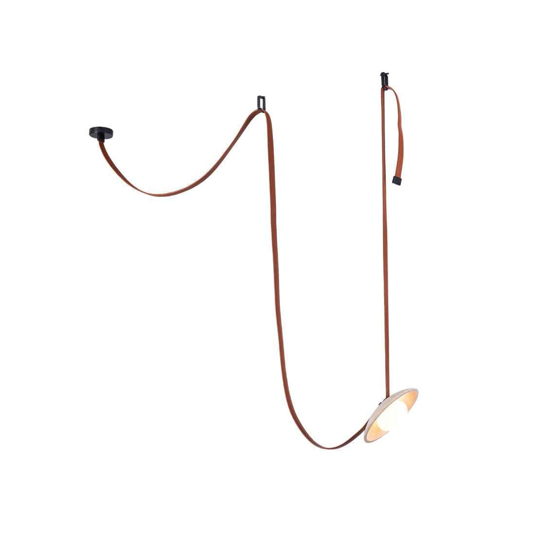 Lampe Pendentive en Cuir et Travertin Rail Moderne Minimaliste Olnoran - Neutralighting