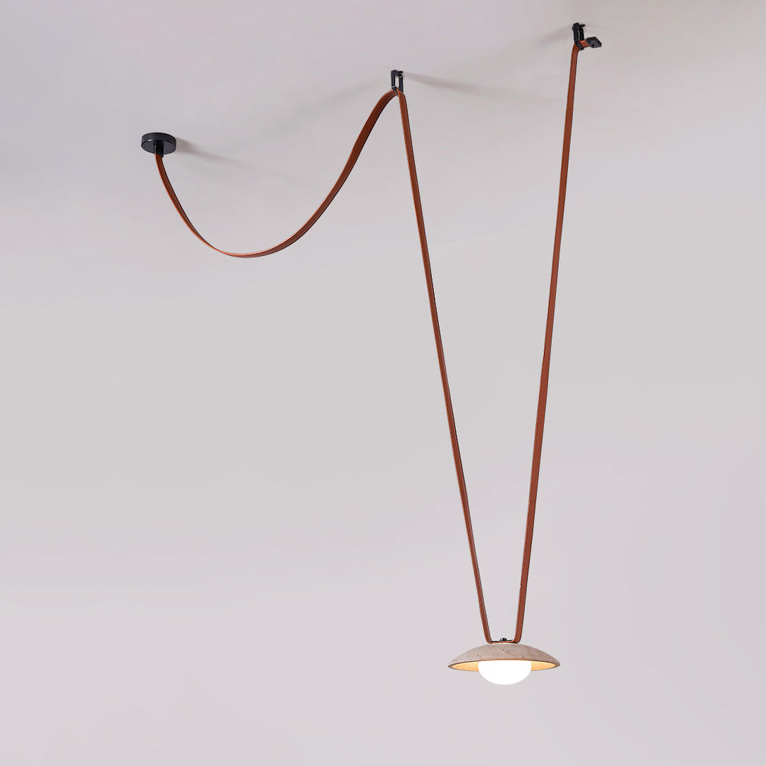 Lampe Pendentive en Cuir et Travertin Rail Moderne Minimaliste Olnoran - Neutralighting