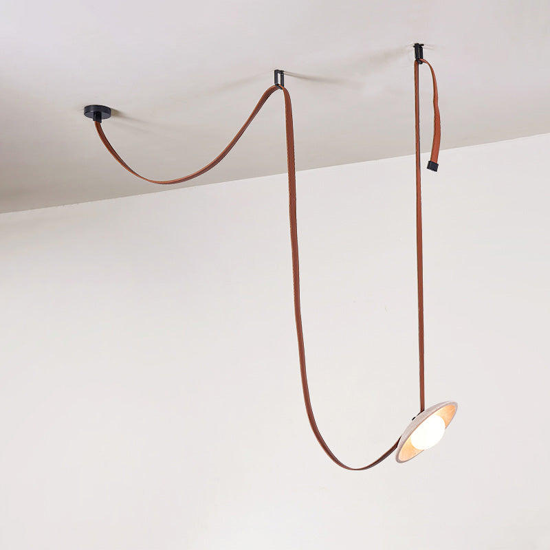 Lampe Pendentive en Cuir et Travertin Rail Moderne Minimaliste Olnoran - Neutralighting