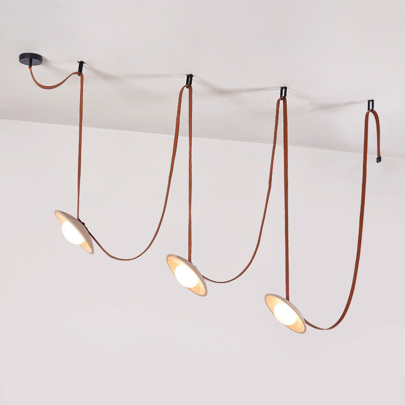 Lampe Pendentive en Cuir et Travertin Rail Moderne Minimaliste Olnoran - Neutralighting