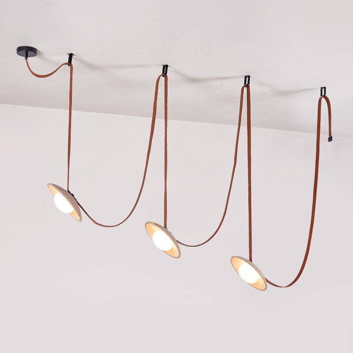 Lampe Pendentive en Cuir et Travertin Rail Moderne Minimaliste Olnoran - Neutralighting