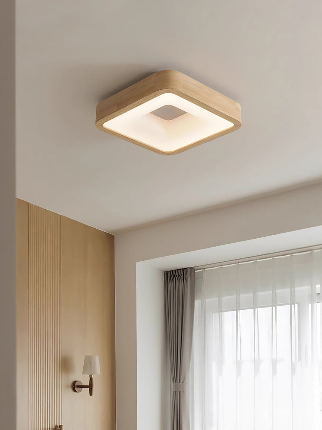 Uphae Plafonnier Minimaliste Carré en Bois - Neutralighting