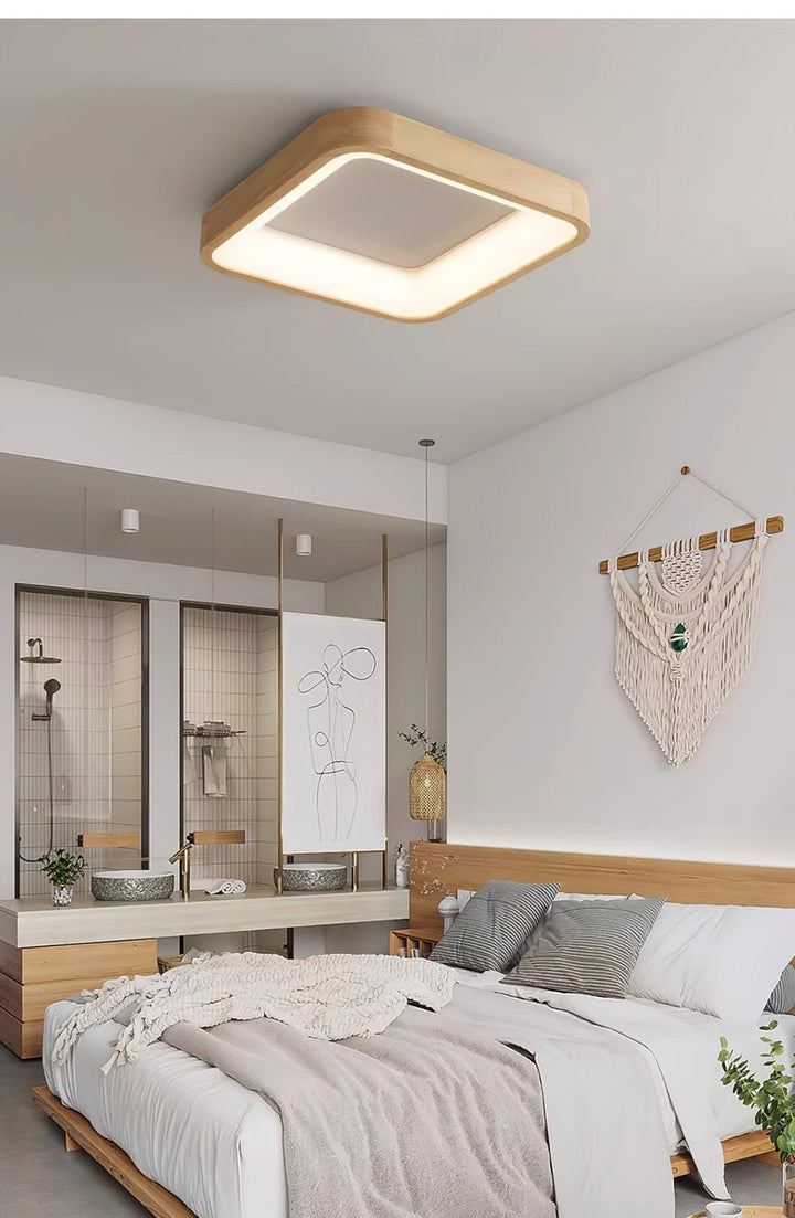 Uphae Plafonnier Minimaliste Carré en Bois - Neutralighting