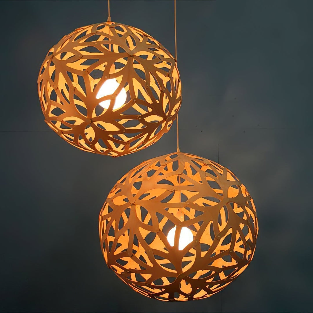 Lustra Suspension Géométrique en Bois Tressé - Neutralighting