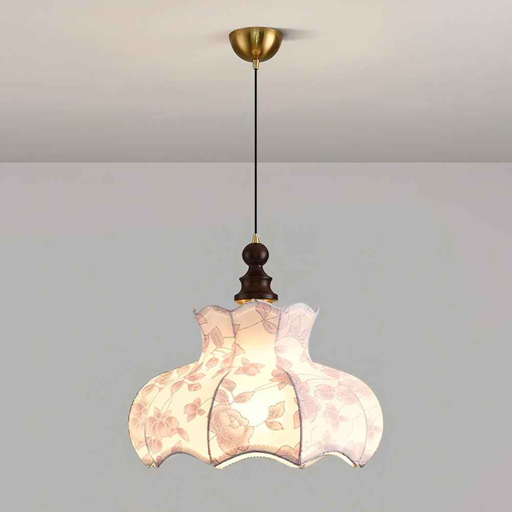 Lumain Suspension lumineuse et tissu en bois vintage à motif floral élégant - Neutralighting
