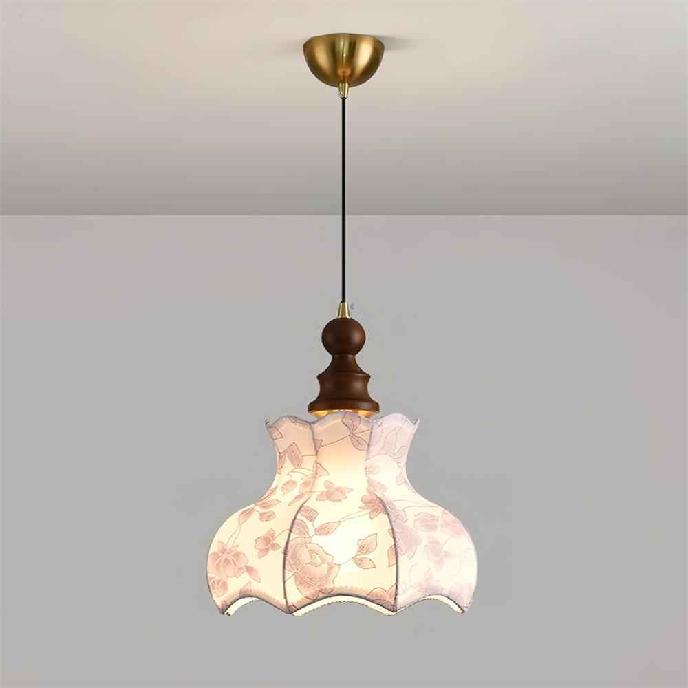Lumain Suspension lumineuse et tissu en bois vintage à motif floral élégant - Neutralighting
