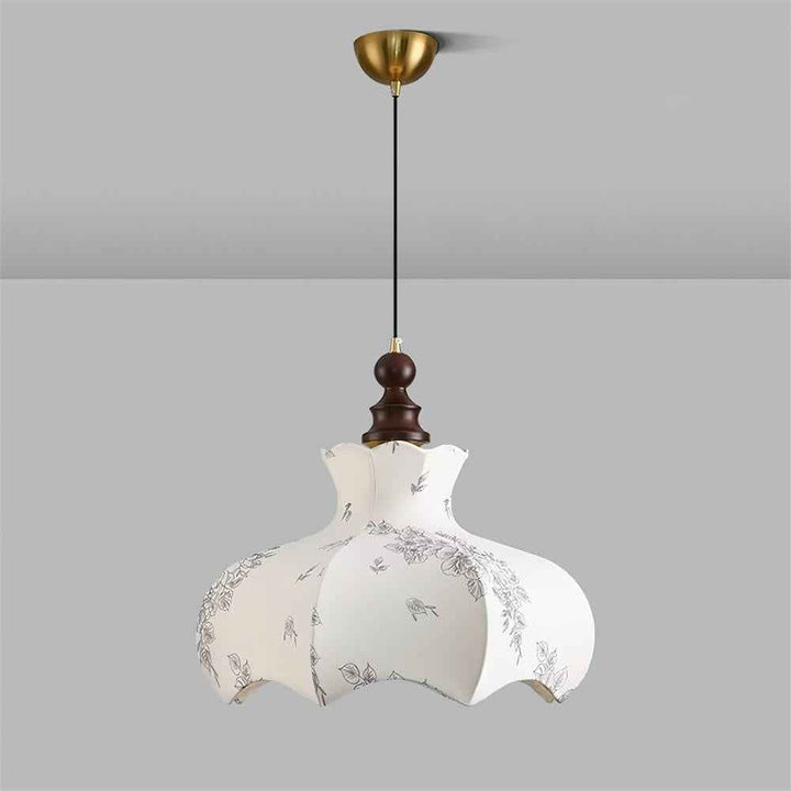 Lumain Suspension lumineuse et tissu en bois vintage à motif floral élégant - Neutralighting
