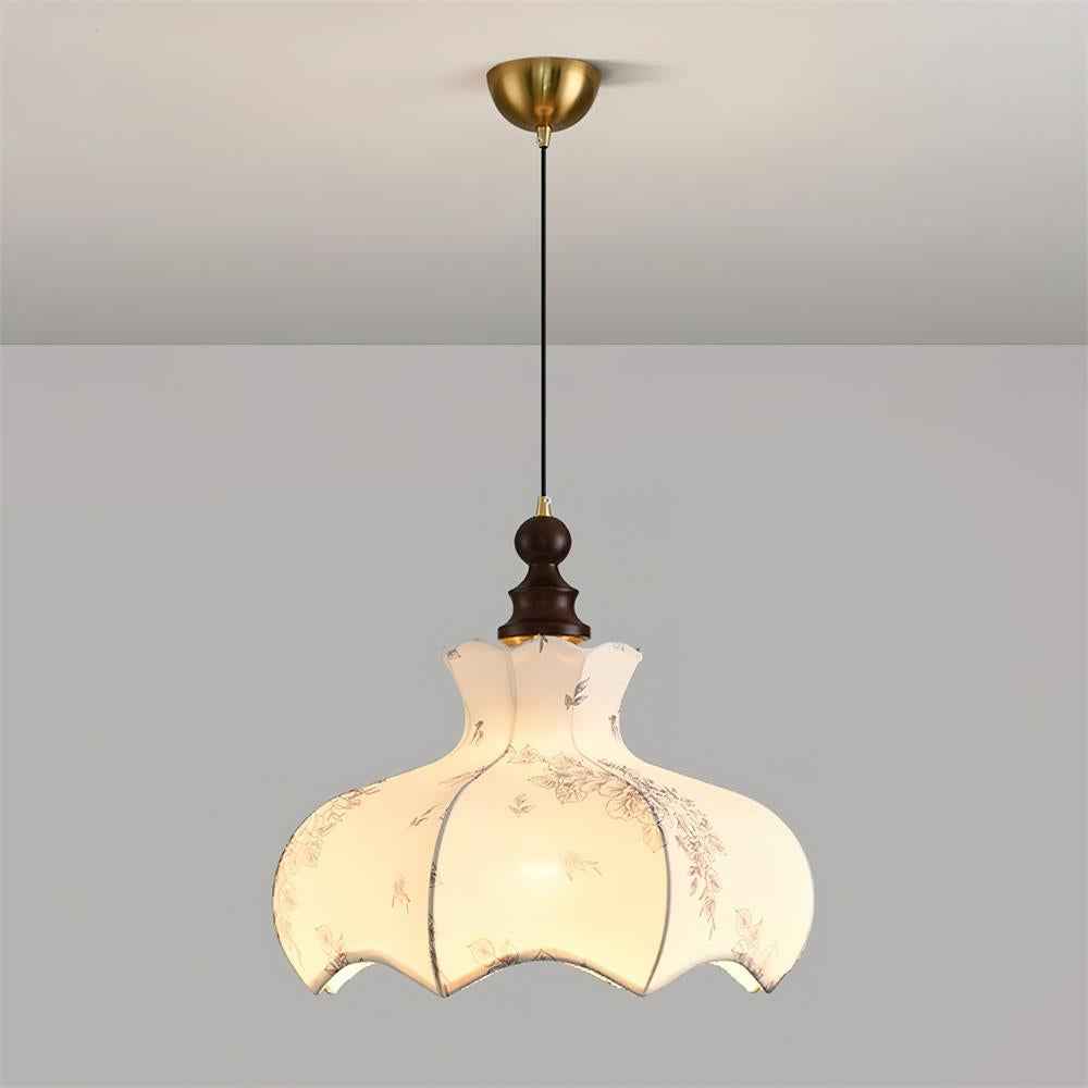 Lumain Suspension lumineuse et tissu en bois vintage à motif floral élégant - Neutralighting
