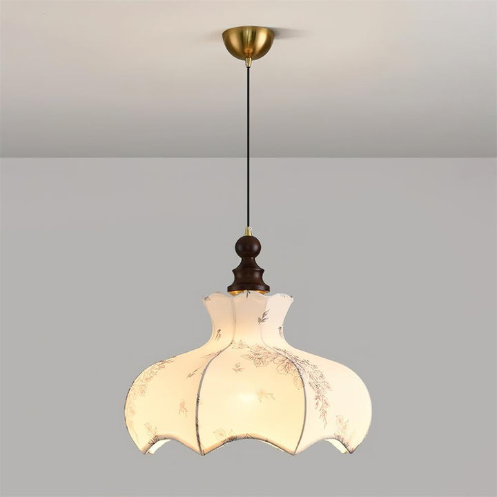 Lumain Suspension lumineuse et tissu en bois vintage à motif floral élégant - Neutralighting