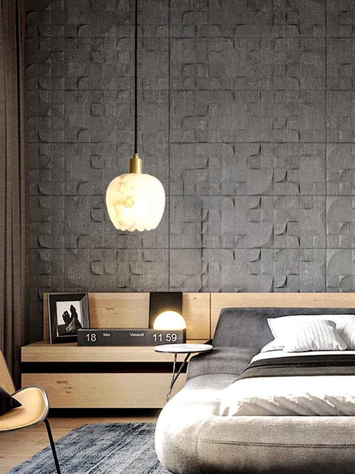 Lampe Pendentive en Laiton et Albâtre Moderne Minimaliste Olraeos - Neutralighting