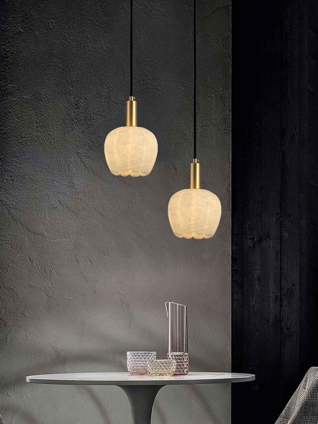 Lampe Pendentive en Laiton et Albâtre Moderne Minimaliste Olraeos - Neutralighting